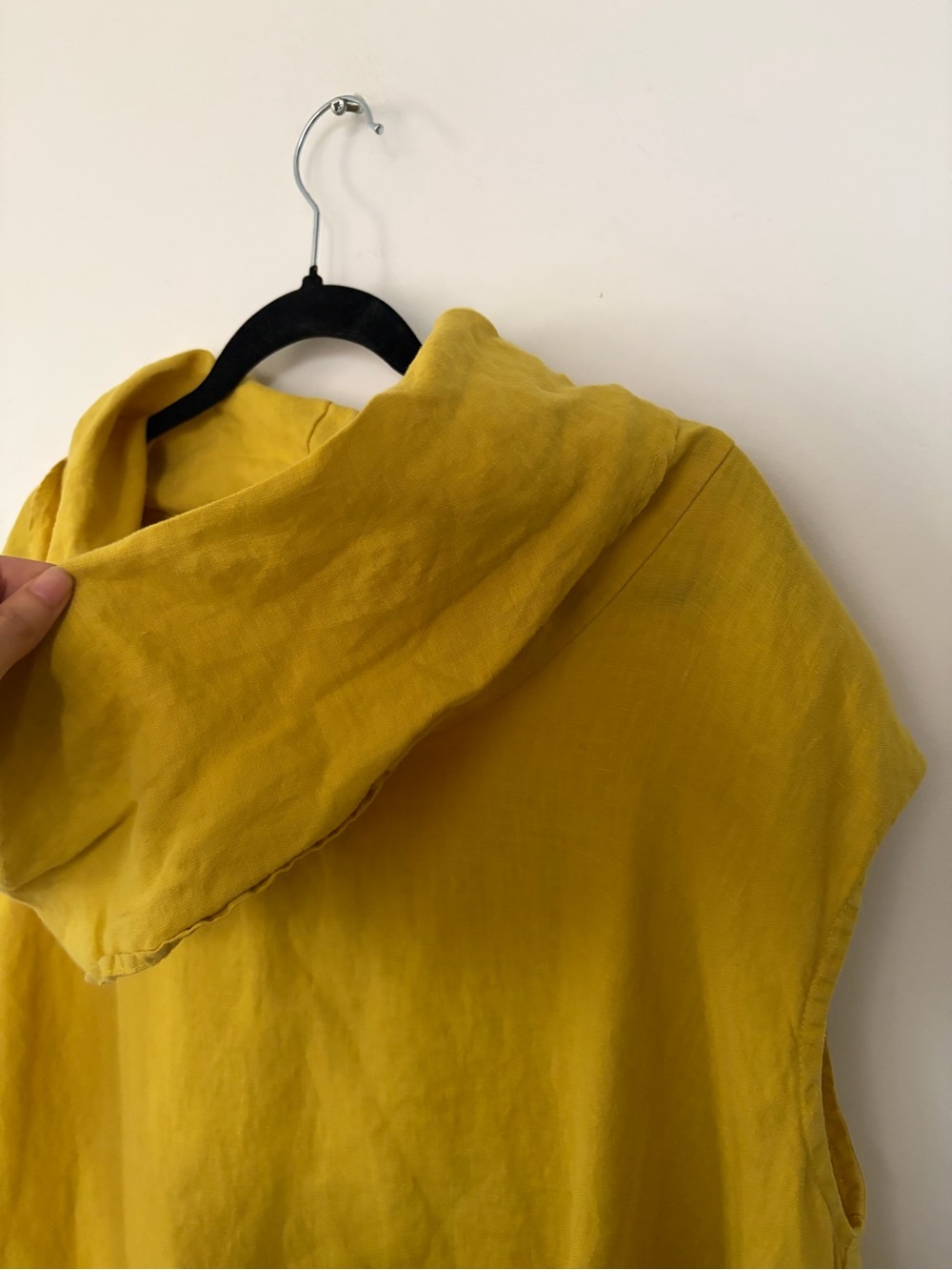 BRYN Walker 100% Linen Sleeveless Cowl Neck Tunic - Mustard Yellow - Medium - Picture 3 of 12